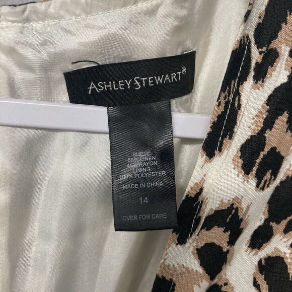 ASHLEY STEWART multicolor animal print empire waist midi a-line dress 14 - Picture 6 of 9